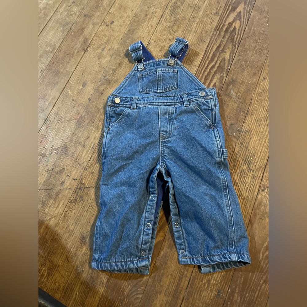 6-9 months fleece lined old navy overalls